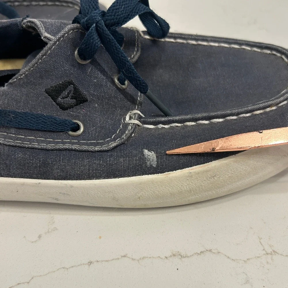 Sperry Top-Sider Boat Shoes Deck Shoes Mens Size 8 Navy Blue Canvas 2-Eye